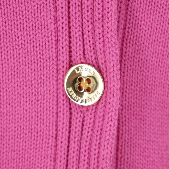 LAUREN RALPH LAUREN Shawl Collar Cardigan Sweater Pink Gold Buttons Size S - Picture 6 of 8